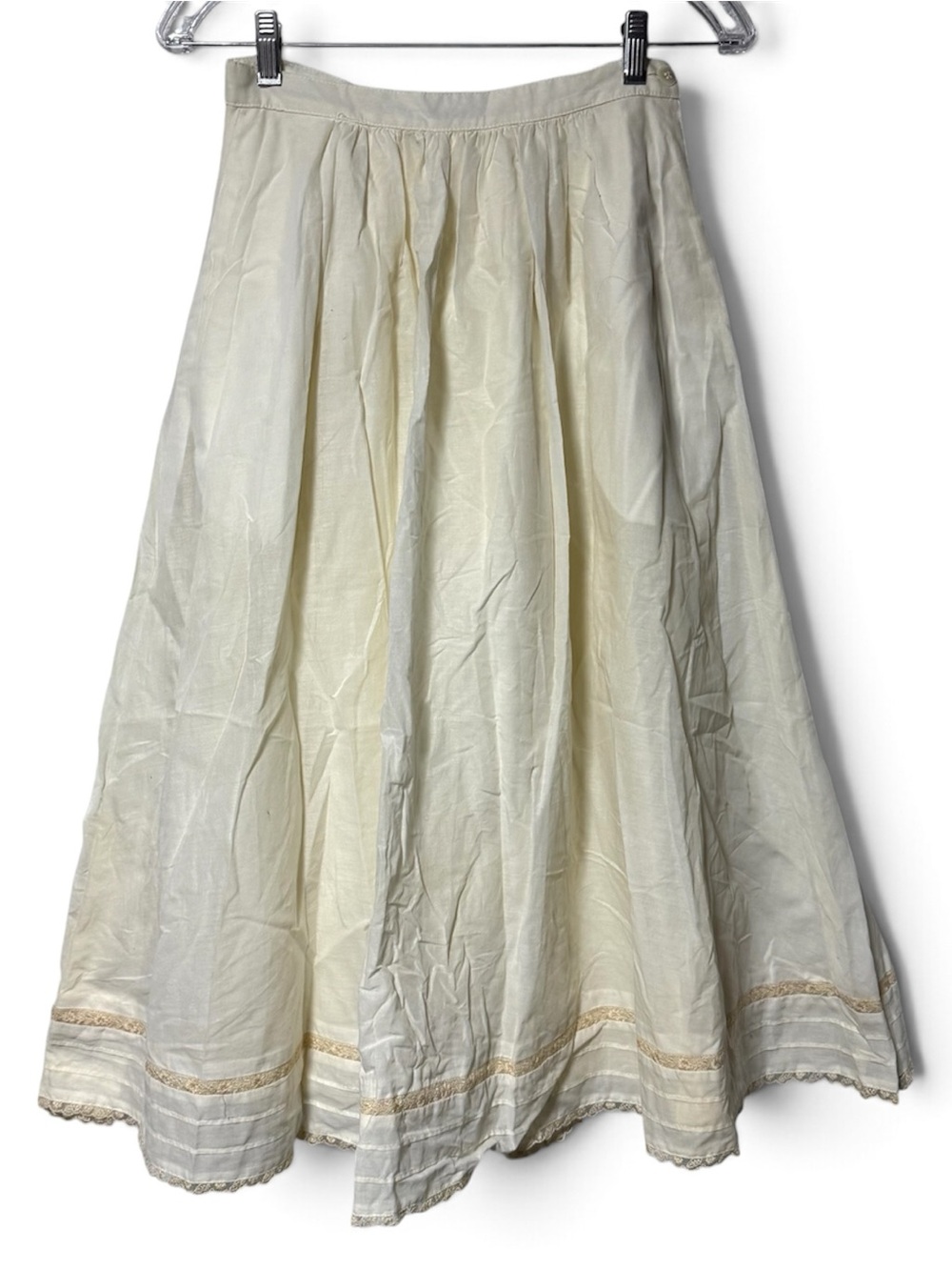 Vtg Paul Alexander Cream Cotton Lace Midi Skirt 8 Prairie Petticoat Cottagecore - Picture 2 of 10